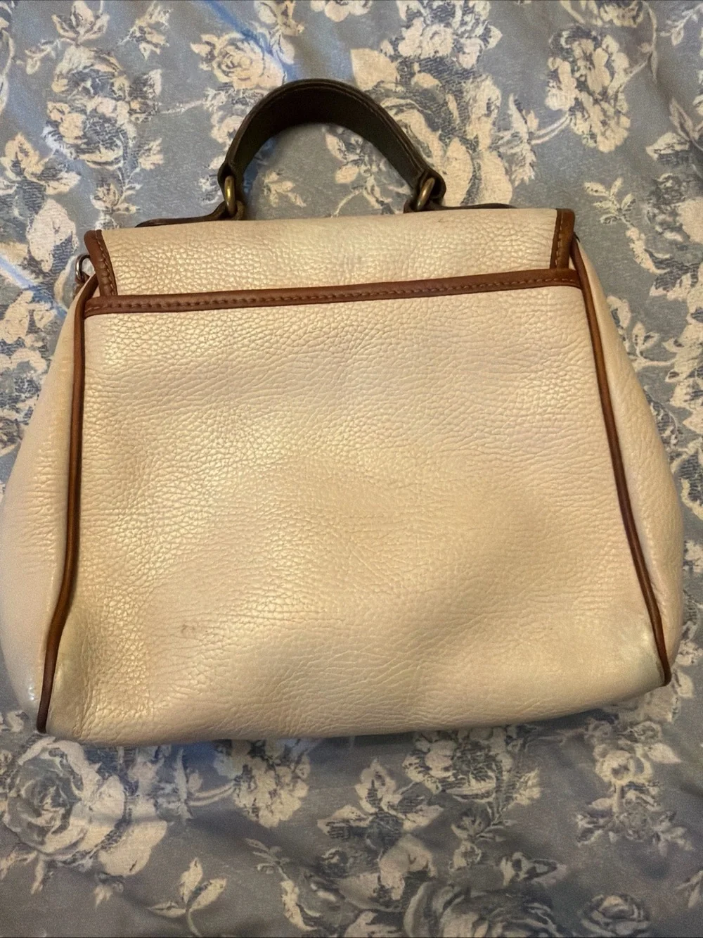 Coach Cream and Brown Leather Top-Handle Satchel